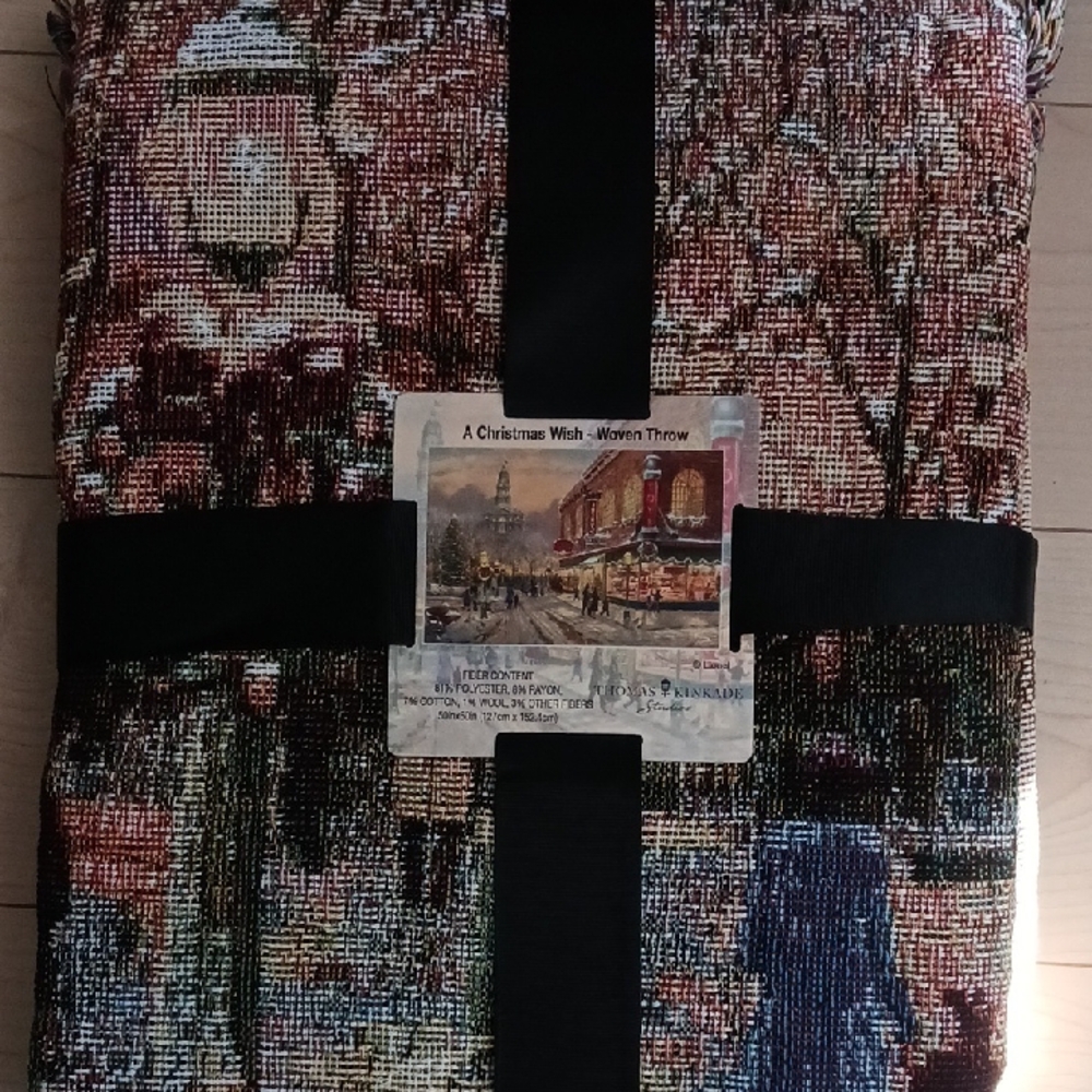Thomas Kinkade "A Christmas Wish" Festive Winter Scene Woven Throw
